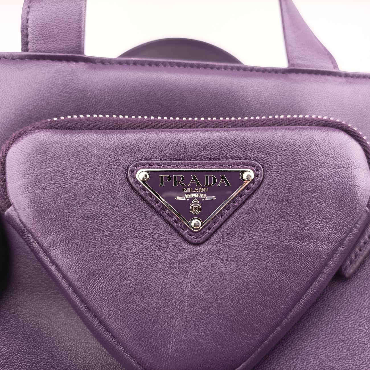 Secondhand Prada Turquoise Mini Tote Purple lambskin 1BG418 shoulderbag | stylenewstar
