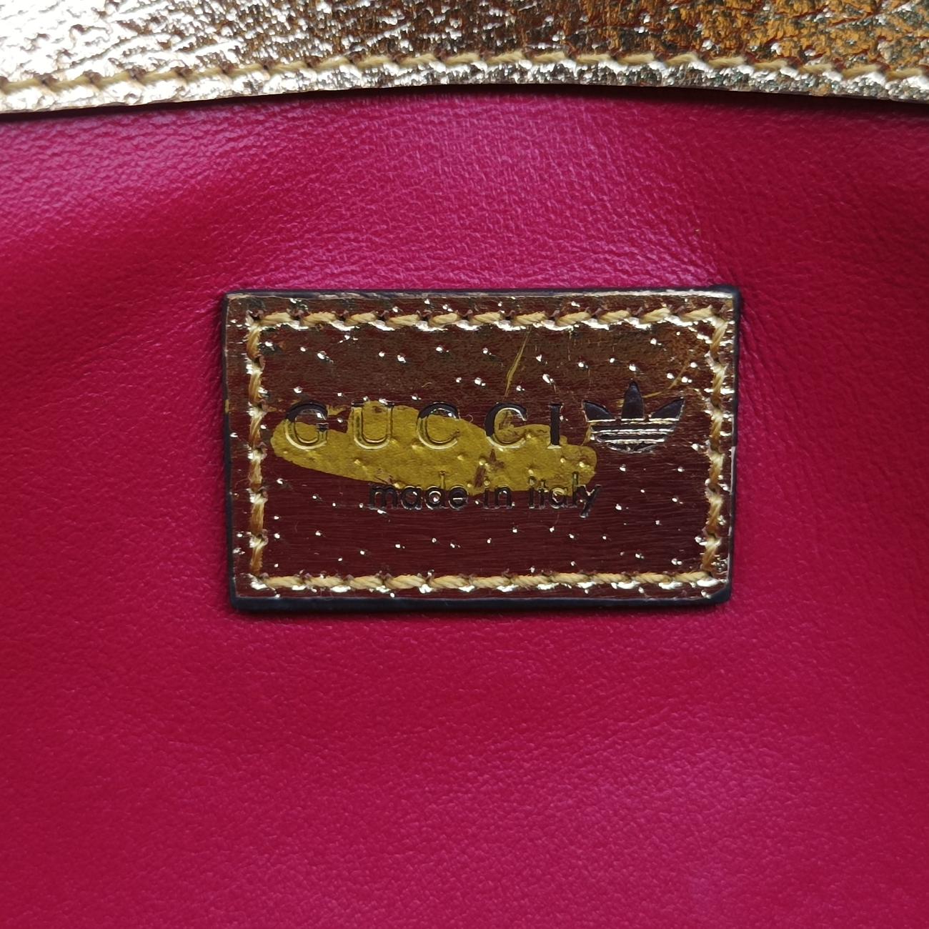 Pre-owned Gucci Adidas collaboration Horsebit Golden×Black Leather 722009 shoulderbag | stylenewstar