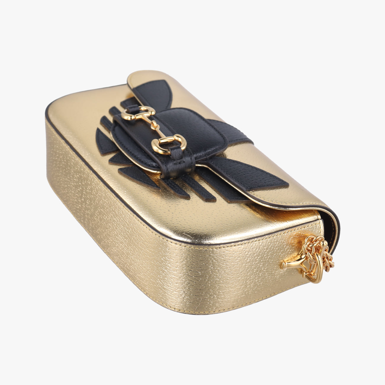 Pre-owned Gucci Adidas collaboration Horsebit Golden×Black Leather 722009 shoulderbag | stylenewstar