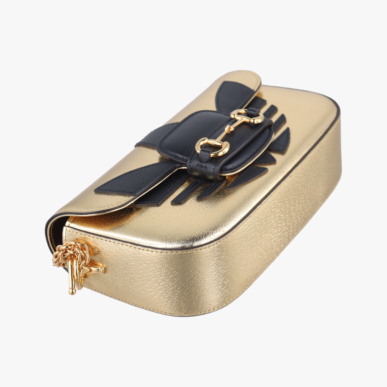 Pre-owned Gucci Adidas collaboration Horsebit Golden×Black Leather 722009 shoulderbag | stylenewstar