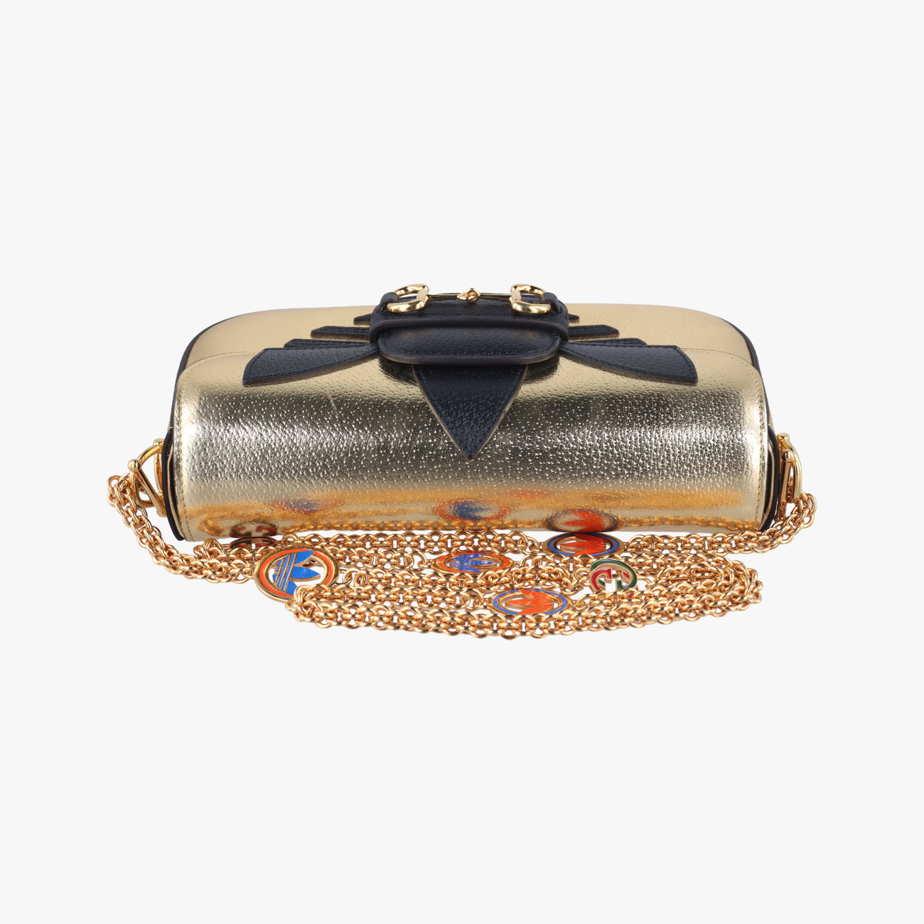 Pre-owned Gucci Adidas collaboration Horsebit Golden×Black Leather 722009 shoulderbag | stylenewstar