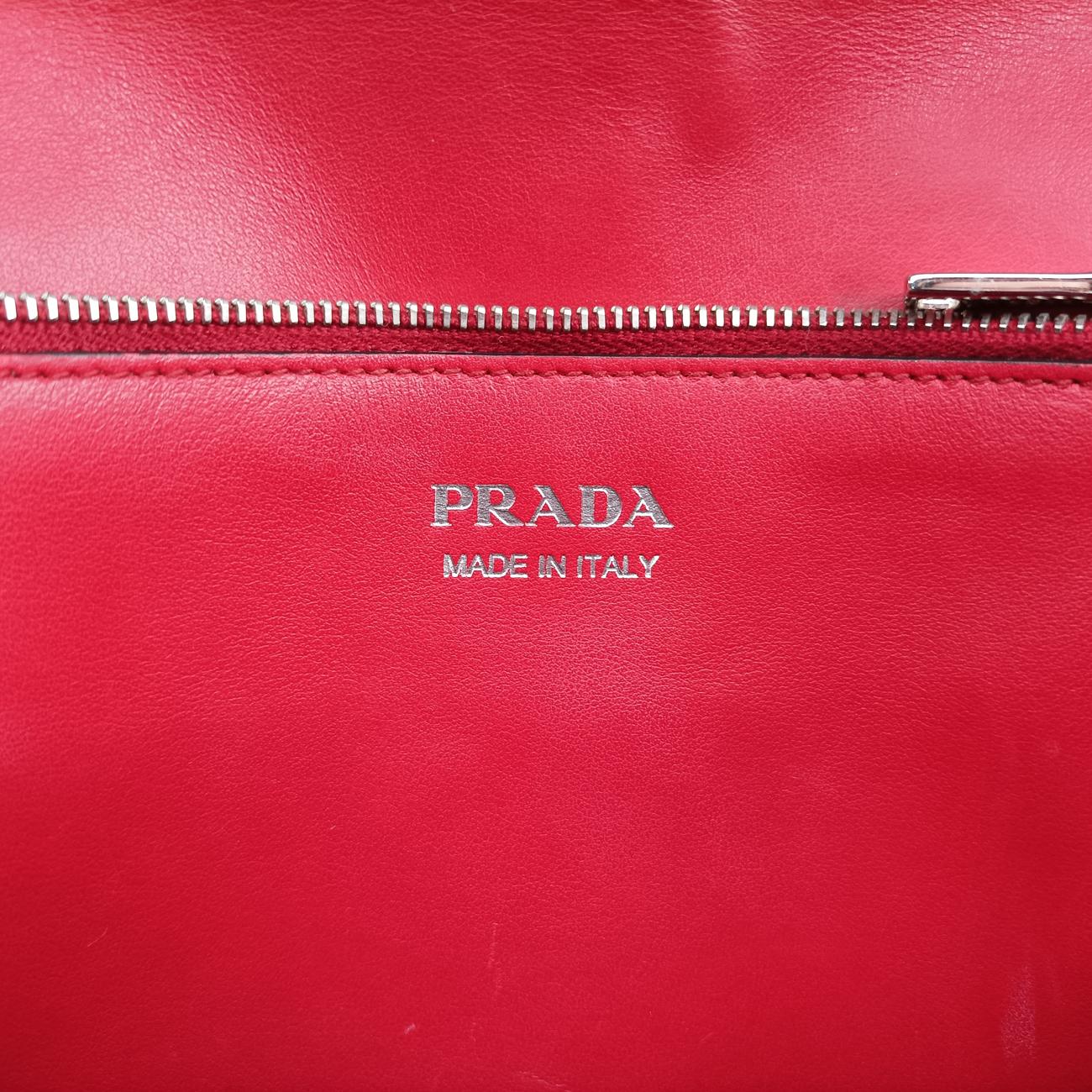 Pre-owned Prada Electra Studded Red Leather 1BD120 shoulderbag | stylenewstar