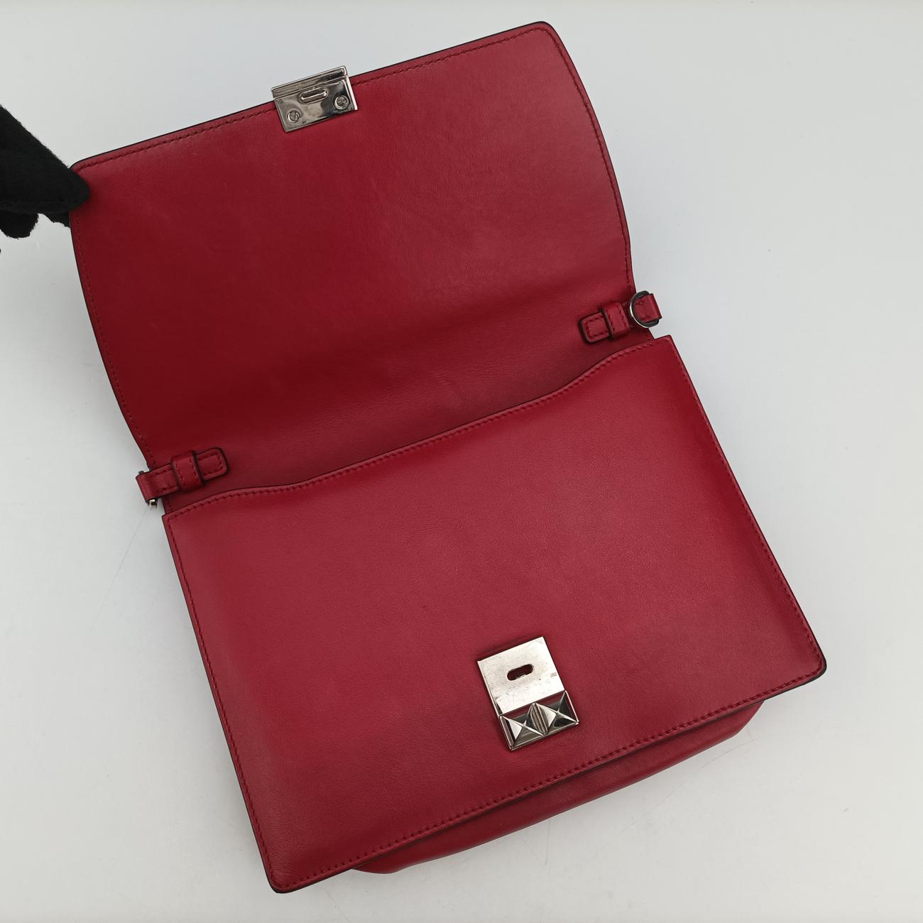 Pre-owned Prada Electra Studded Red Leather 1BD120 shoulderbag | stylenewstar