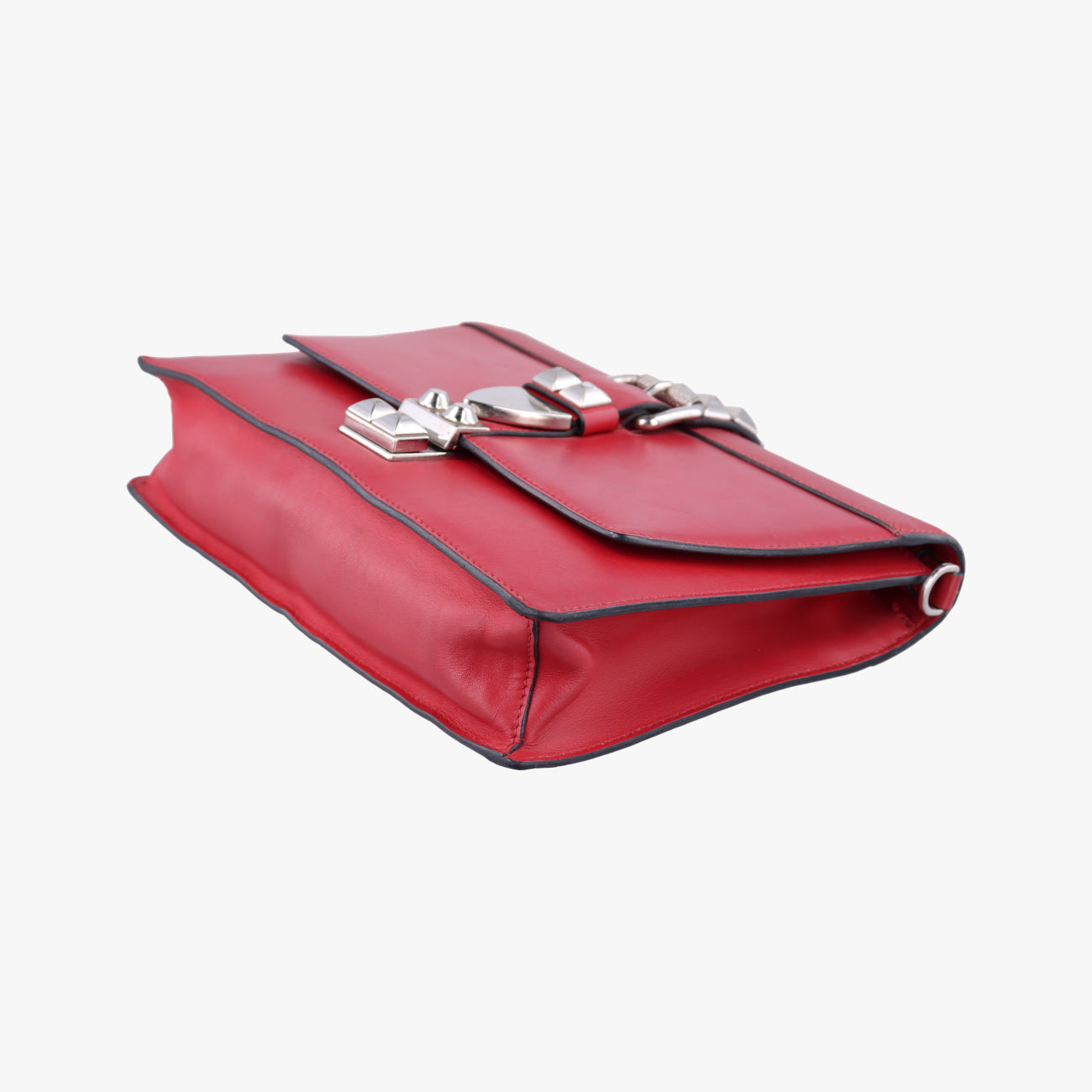 Pre-owned Prada Electra Studded Red Leather 1BD120 shoulderbag | stylenewstar