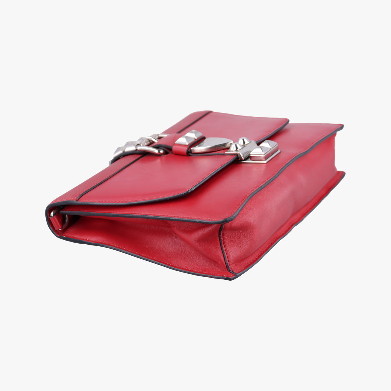 Pre-owned Prada Electra Studded Red Leather 1BD120 shoulderbag | stylenewstar