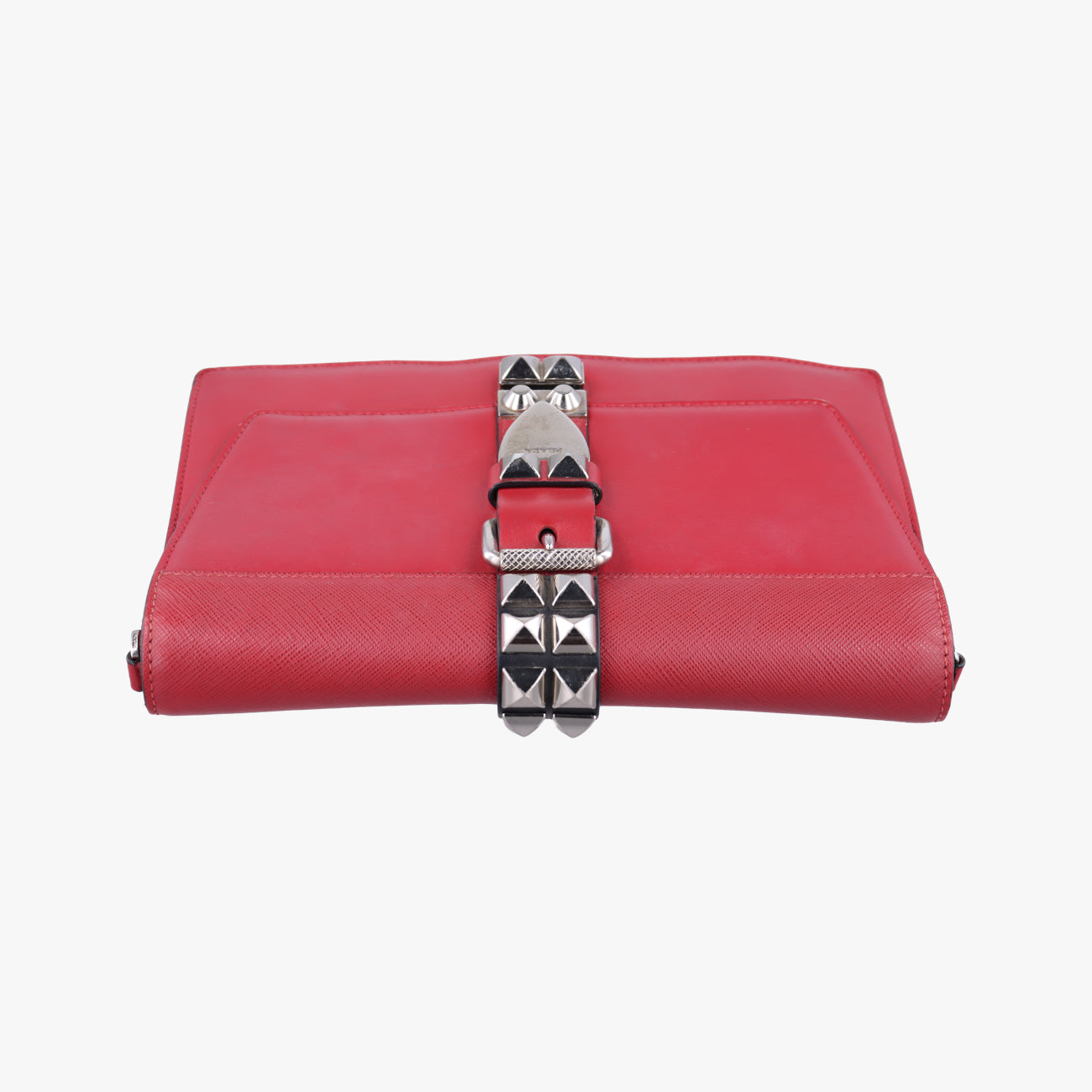 Pre-owned Prada Electra Studded Red Leather 1BD120 shoulderbag | stylenewstar