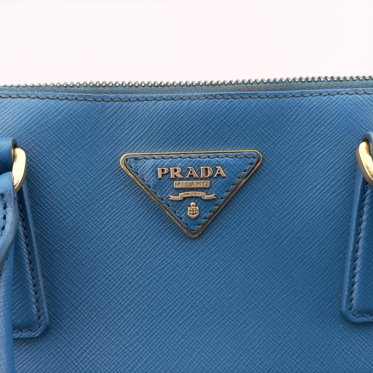 Pre-owned Prada Galleria Blue SAFFIANO Leather BN1801 shoulderbag | stylenewstar