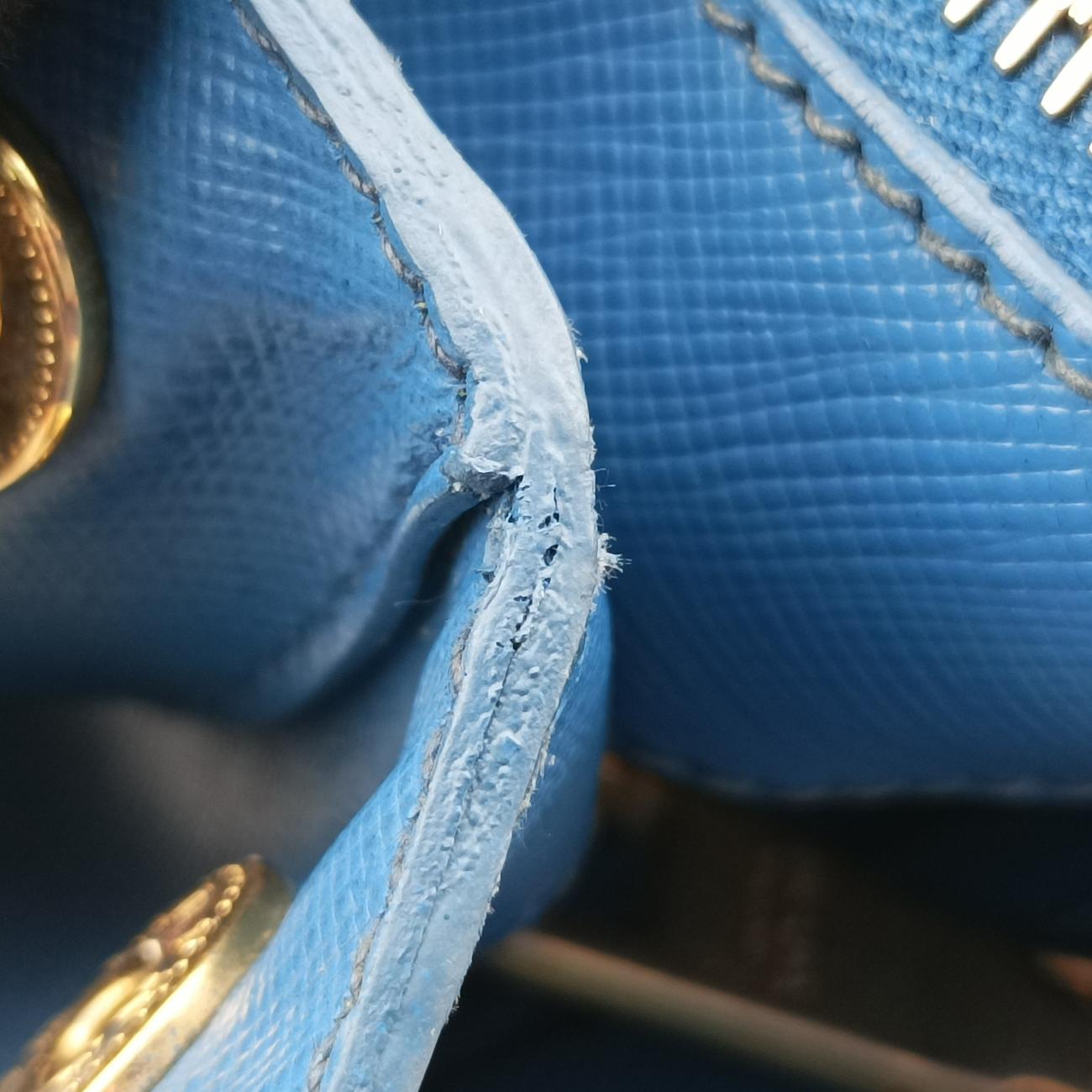 Pre-owned Prada Galleria Blue SAFFIANO Leather BN1801 shoulderbag | stylenewstar