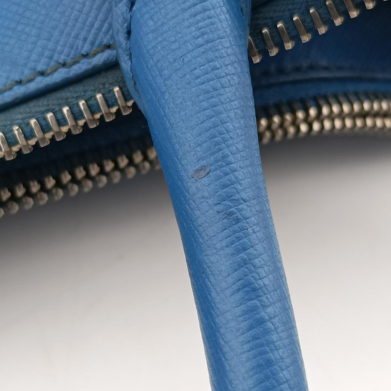 Pre-owned Prada Galleria Blue SAFFIANO Leather BN1801 shoulderbag | stylenewstar