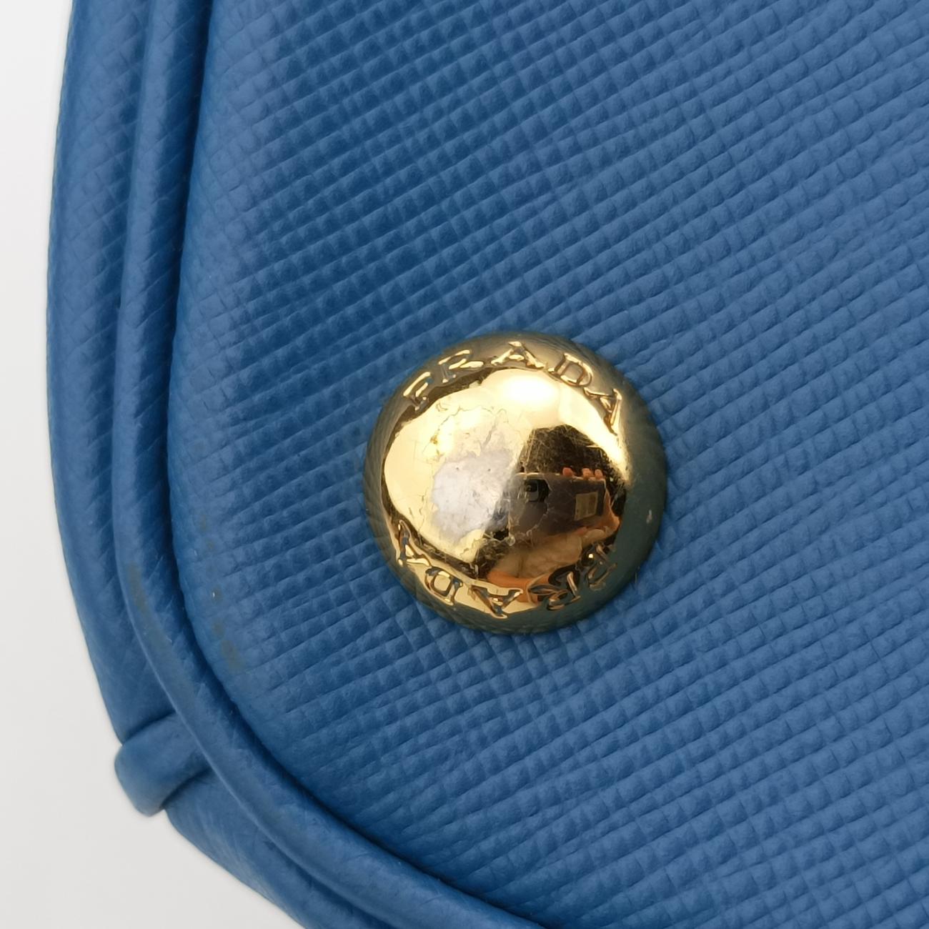 Pre-owned Prada Galleria Blue SAFFIANO Leather BN1801 shoulderbag | stylenewstar