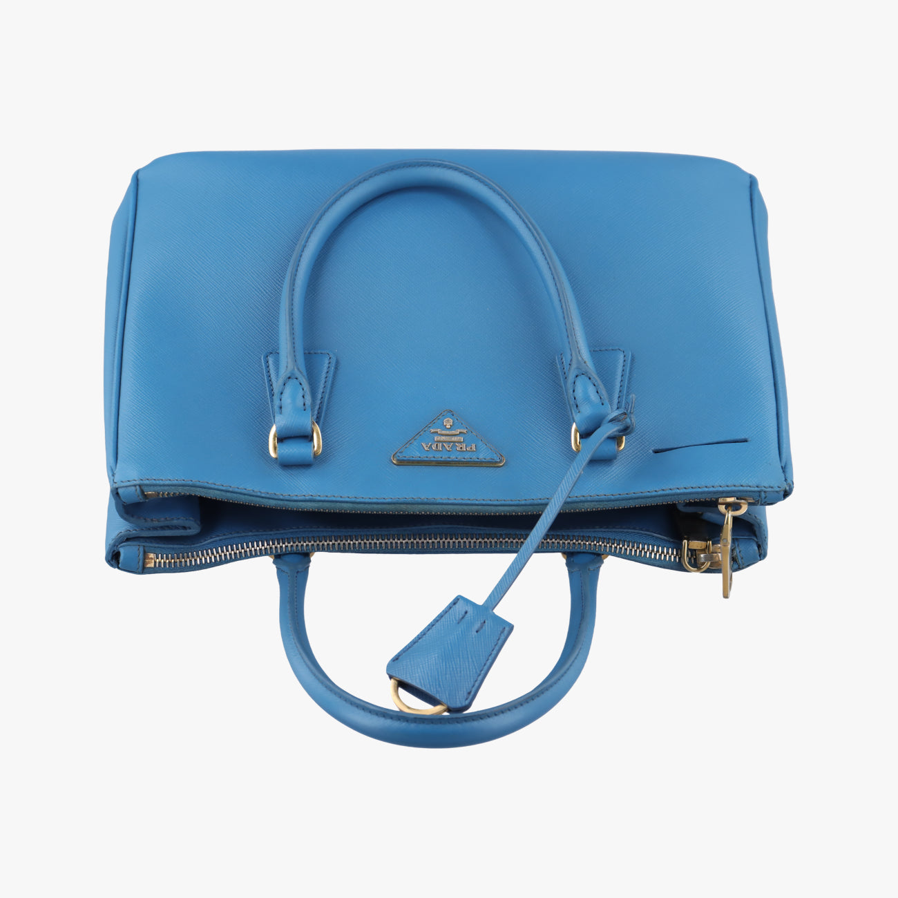 Pre-owned Prada Galleria Blue SAFFIANO Leather BN1801 shoulderbag | stylenewstar