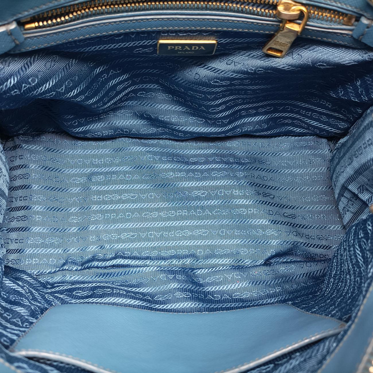Pre-owned Prada Galleria Blue SAFFIANO Leather BN1801 shoulderbag | stylenewstar