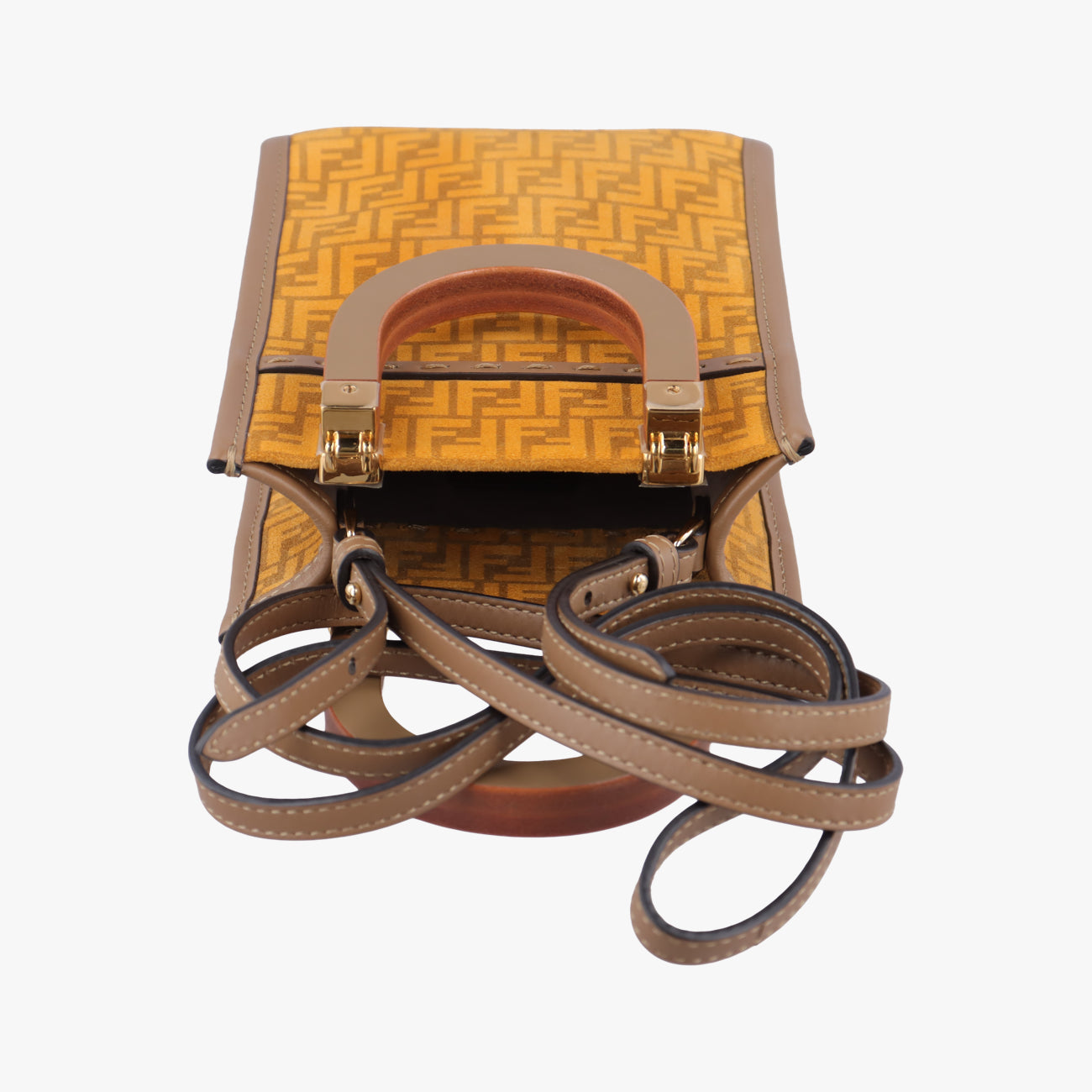 Secondhand Fendi MINI SUNSHINE SHOPPER Beige×Multicolour velor 8BS051 shoulderbag | stylenewstar