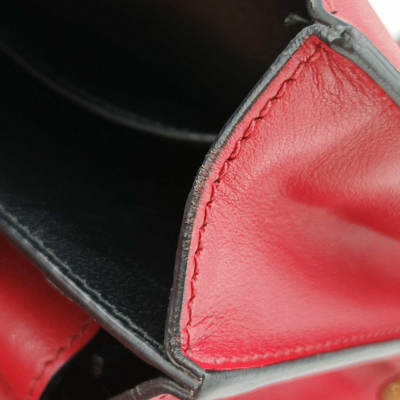 Pre-owned Prada Cahier Red×Black Leather 1BD045 shoulderbag | stylenewstar