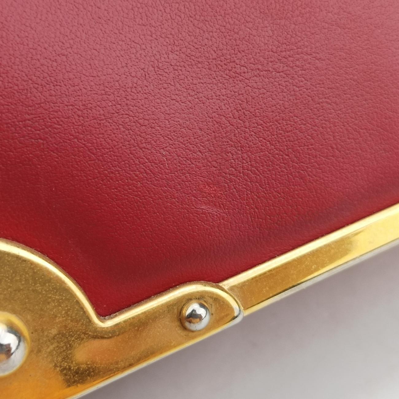 Pre-owned Prada Cahier Red×Black Leather 1BD045 shoulderbag | stylenewstar