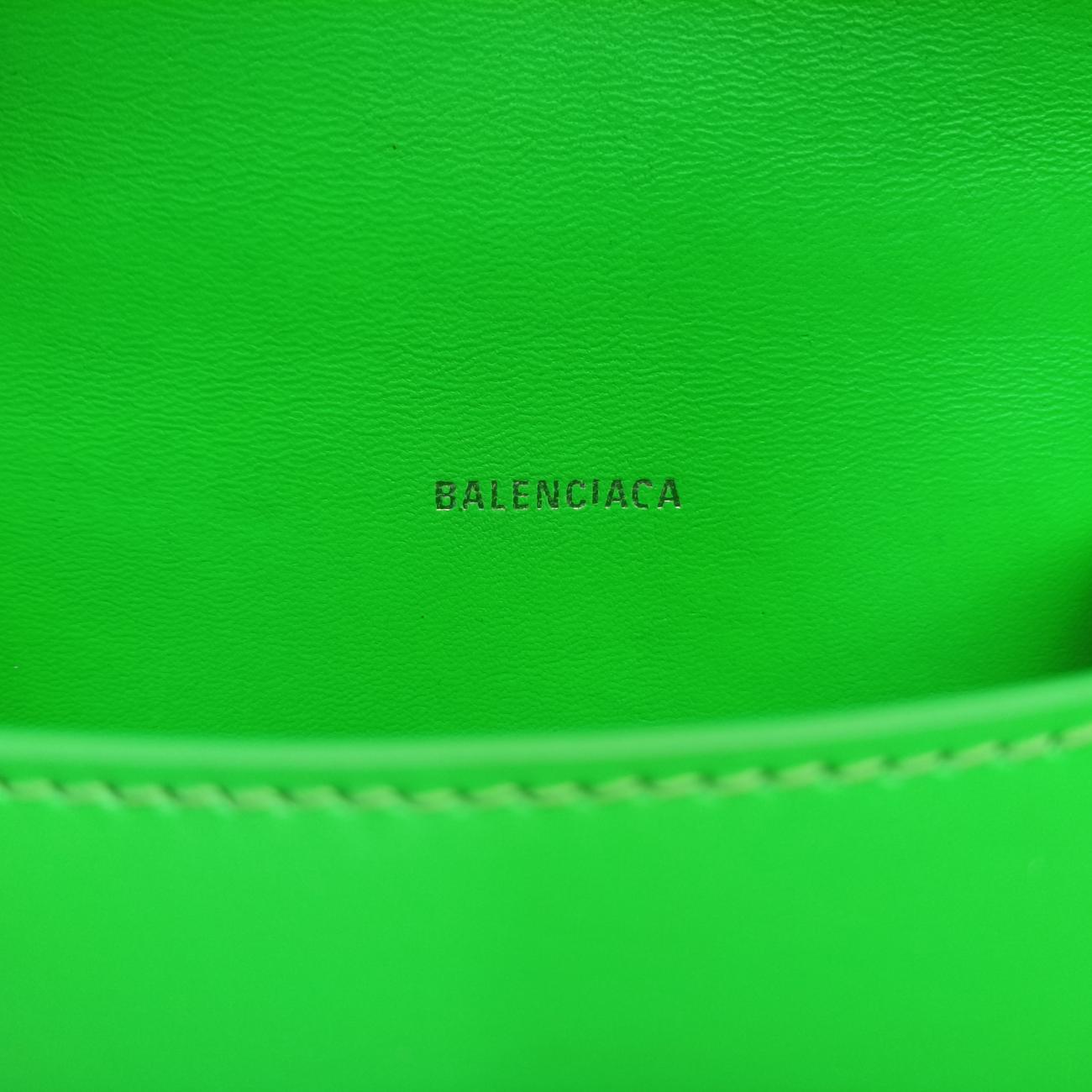 Pre-owned Balenciaga Hourglass Green×Black Leather  shoulderbag | stylenewstar