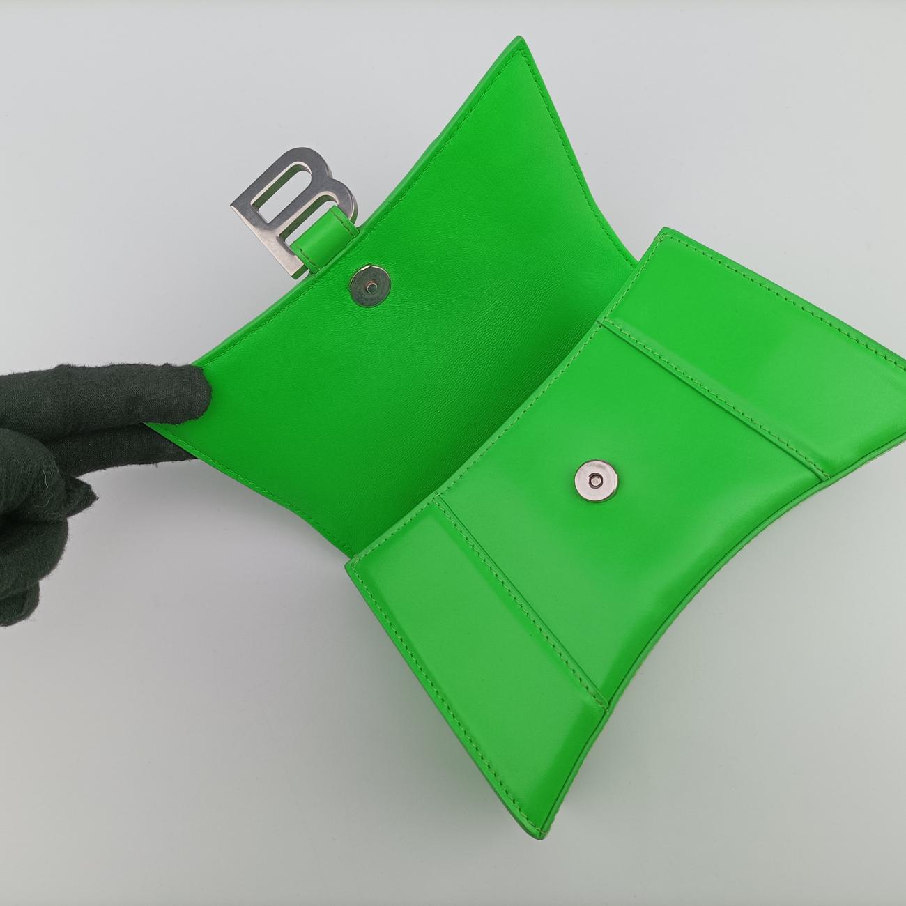 Pre-owned Balenciaga Hourglass Green×Black Leather  shoulderbag | stylenewstar