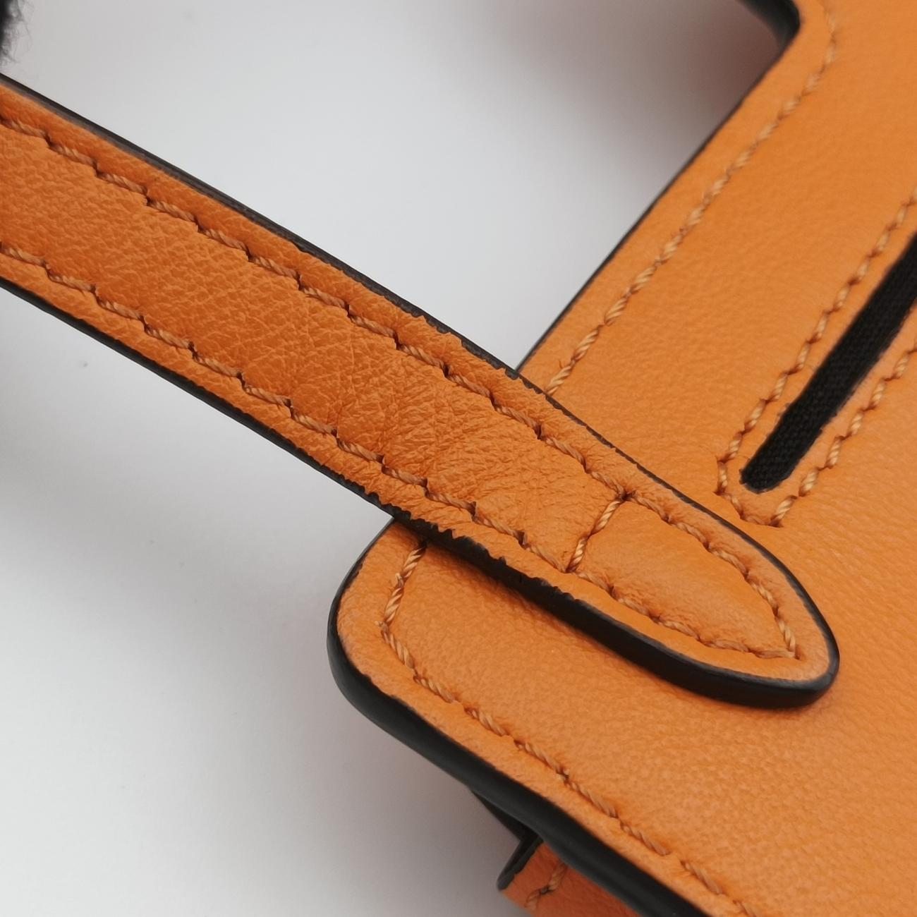 Pre-owned Fendi Mini Century Phone Case Orange Leather 8BS026 shoulderbag | stylenewstar