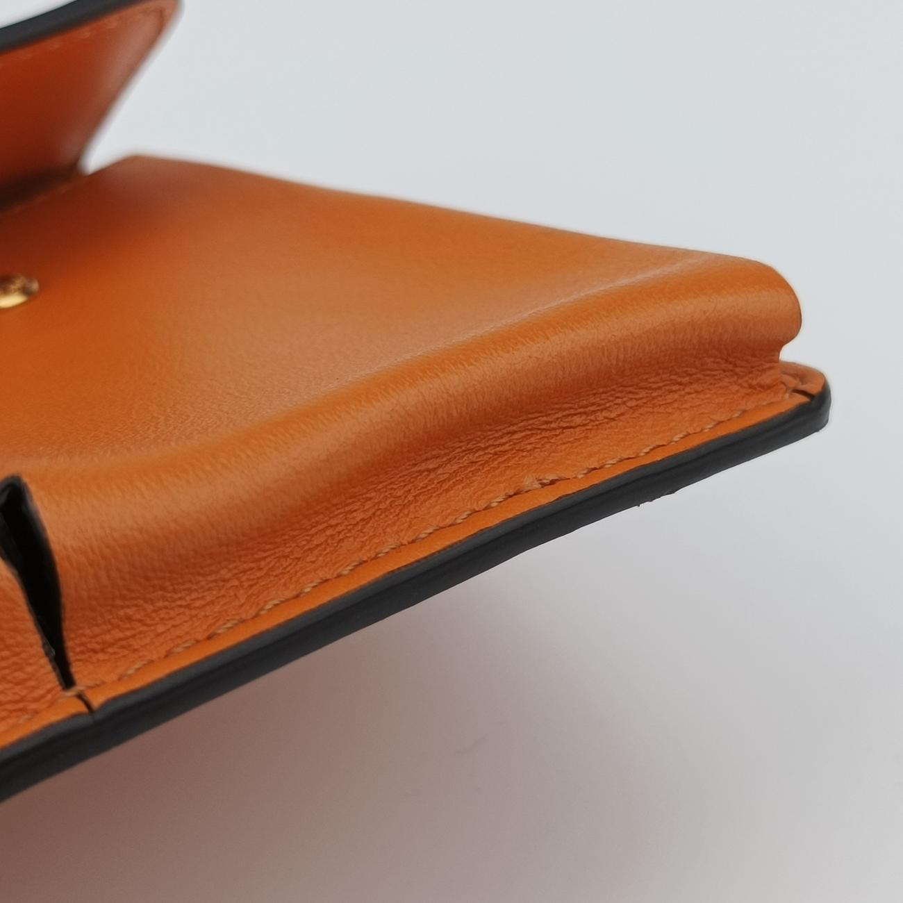 Pre-owned Fendi Mini Century Phone Case Orange Leather 8BS026 shoulderbag | stylenewstar