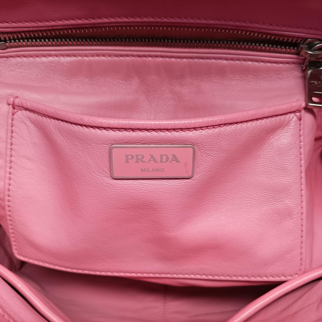 Pre-owned Prada Gathered Pink nylon BN2393 shoulderbag | stylenewstar