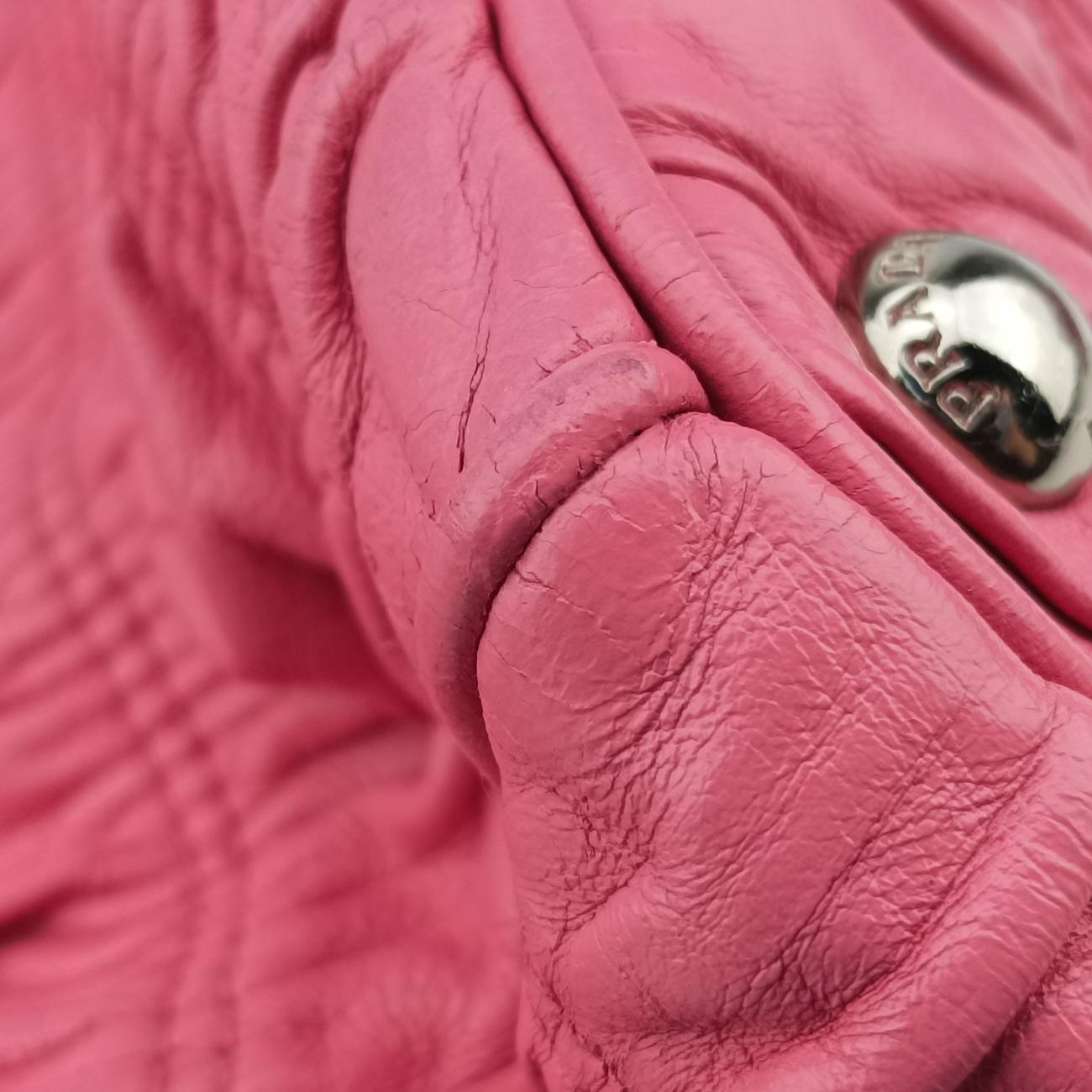 Pre-owned Prada Gathered Pink nylon BN2393 shoulderbag | stylenewstar