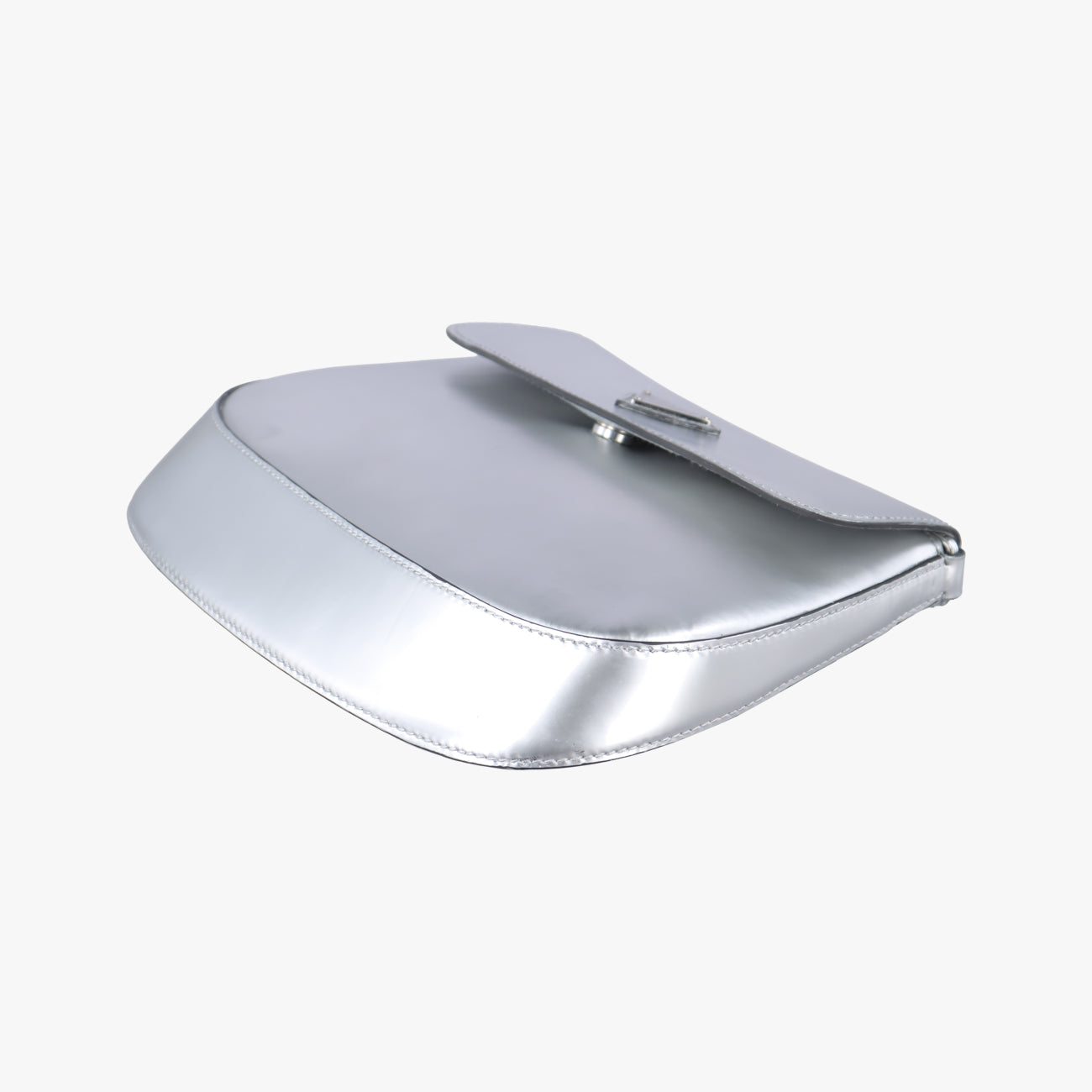 Pre-owned Prada Cleo Flap Silver Leather  shoulderbag | stylenewstar