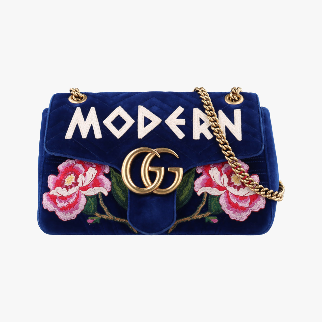 Vintage Gucci GG Marmont Navy×multicolor velour 443496 shoulderbag | stylenewstar