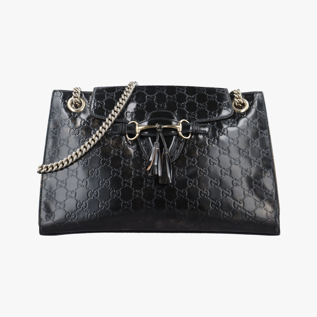 Pre-owned Gucci Emily Green Patent Leather 295403 shoulderbag | stylenewstar