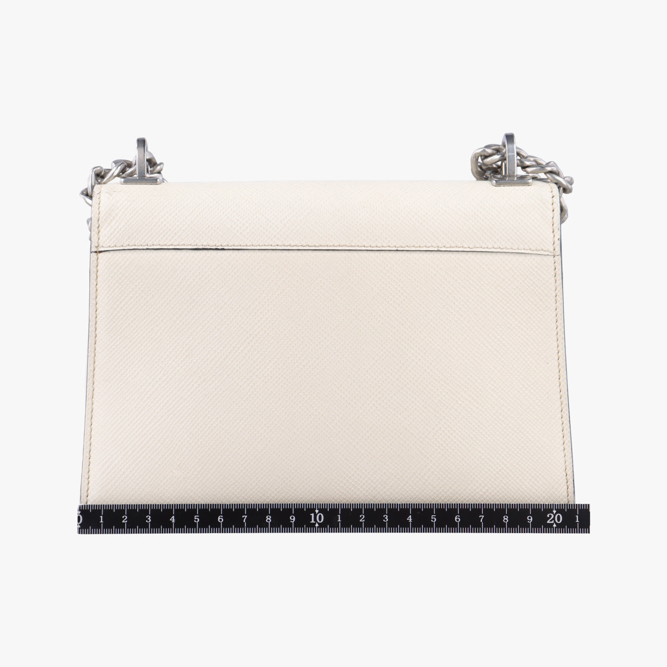 Pre-owned Prada Monochrome Robot White SAFFIANO Leather 1BD127 shoulderbag | stylenewstar