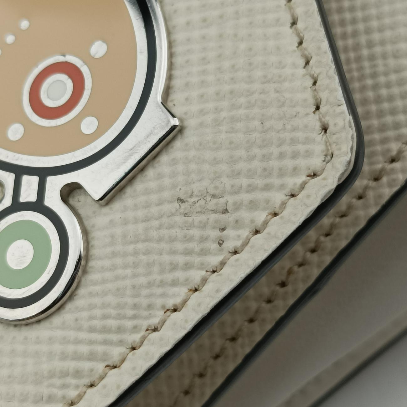 Pre-owned Prada Monochrome Robot White SAFFIANO Leather 1BD127 shoulderbag | stylenewstar