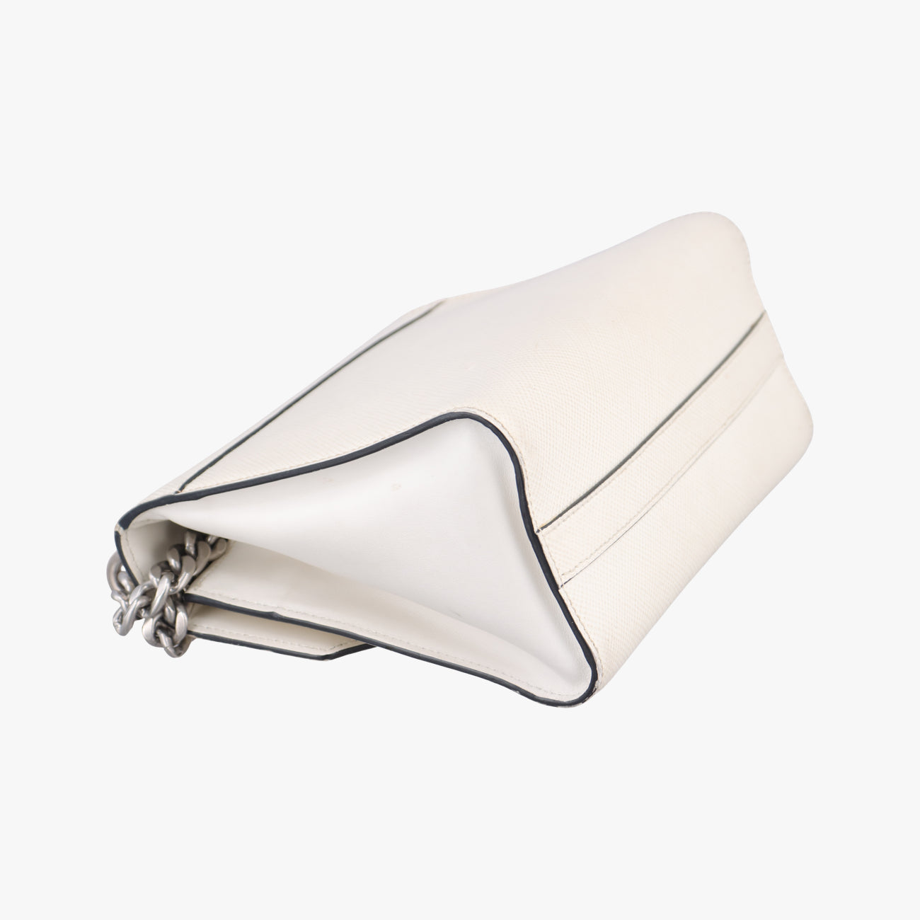 Pre-owned Prada Monochrome Robot White SAFFIANO Leather 1BD127 shoulderbag | stylenewstar