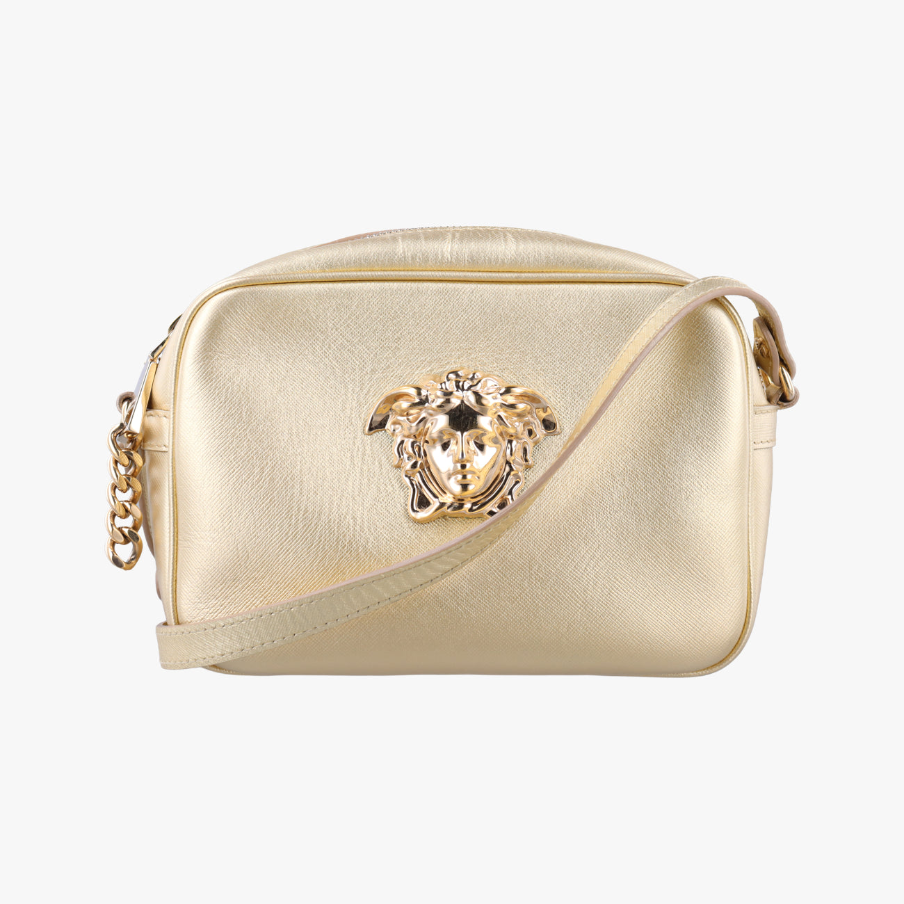 Pre-owned VERSACE Medusa Golden Leather  shoulderbag | stylenewstar
