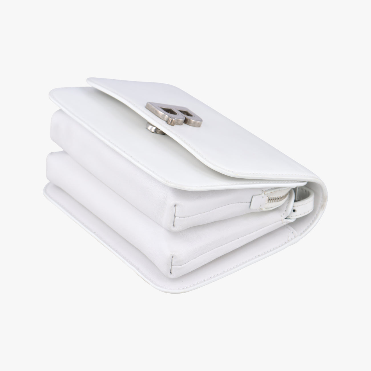 Pre-owned Balenciaga B.Logo White Leather  shoulderbag | stylenewstar