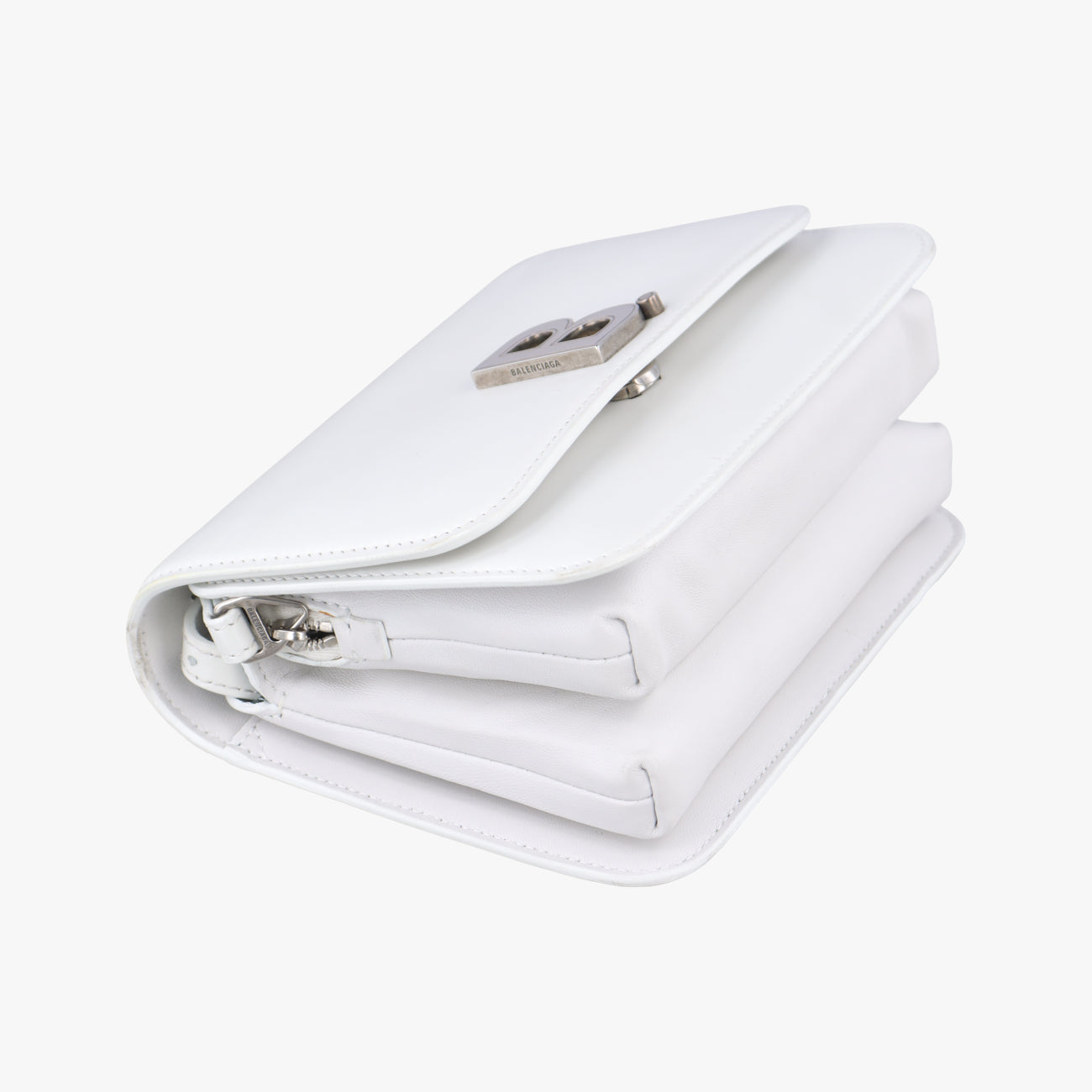 Pre-owned Balenciaga B.Logo White Leather  shoulderbag | stylenewstar