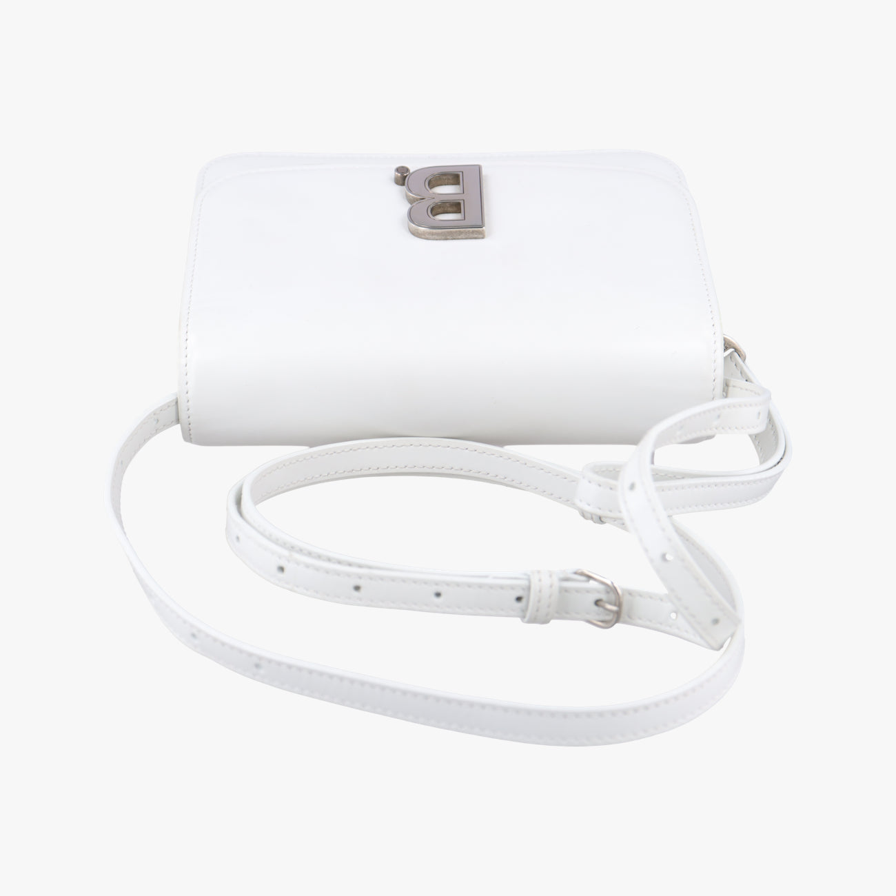 Pre-owned Balenciaga B.Logo White Leather  shoulderbag | stylenewstar