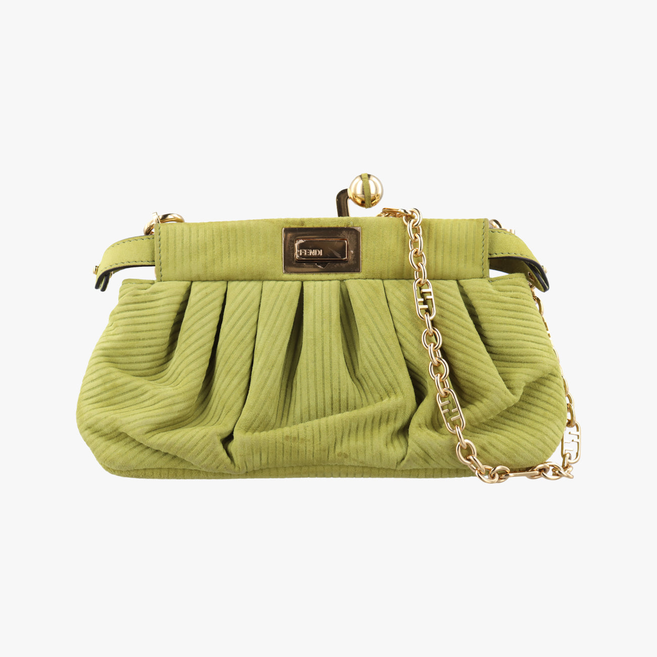 Secondhand Fendi Peekaboo Green Suede 8BP118 shoulderbag | stylenewstar