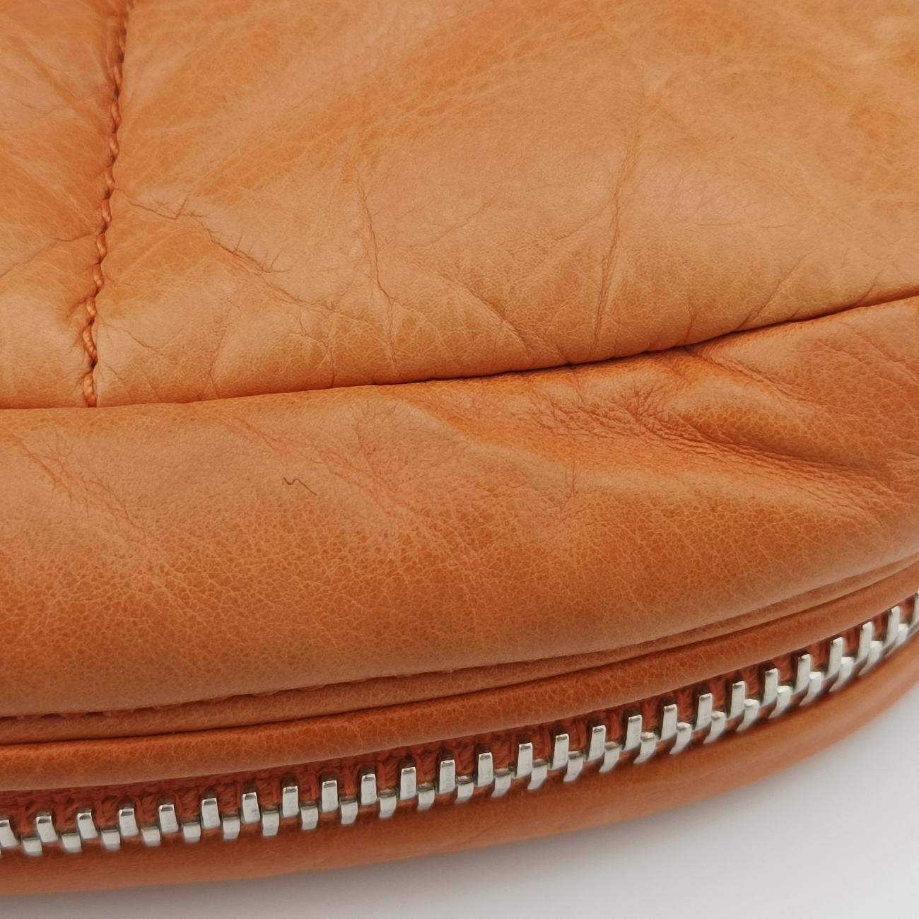 Pre-owned Prada Nappa Bomber Sound Chain Flap Orange lambskin  shoulderbag | stylenewstar