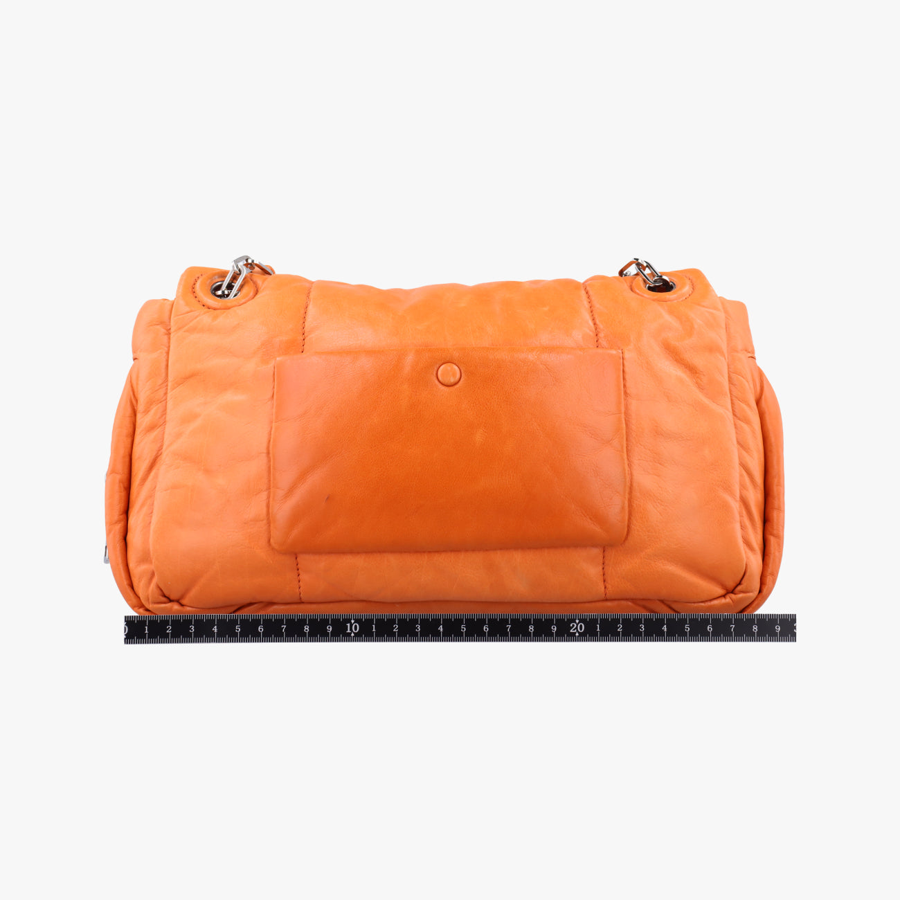 Pre-owned Prada Nappa Bomber Sound Chain Flap Orange lambskin  shoulderbag | stylenewstar