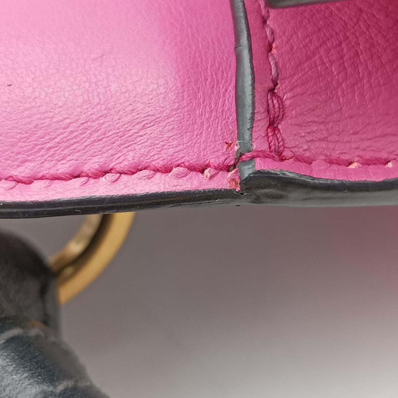 Pre-owned Prada Cahier Pink×Black Leather 1BD045 shoulderbag | stylenewstar