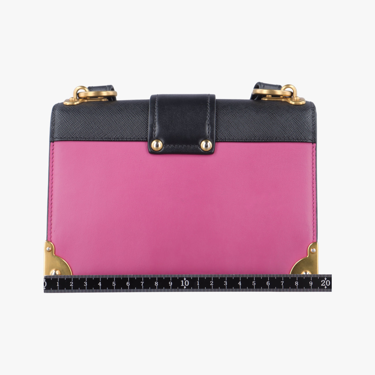 Pre-owned Prada Cahier Pink×Black Leather 1BD045 shoulderbag | stylenewstar