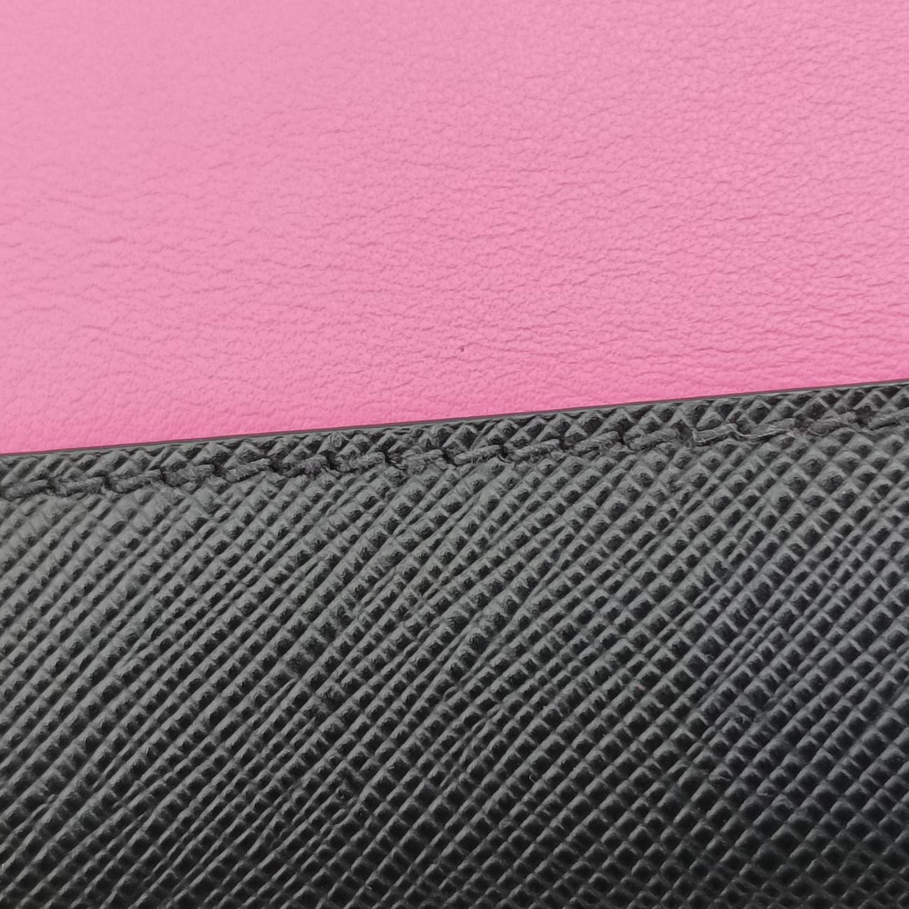 Pre-owned Prada Cahier Pink×Black Leather 1BD045 shoulderbag | stylenewstar