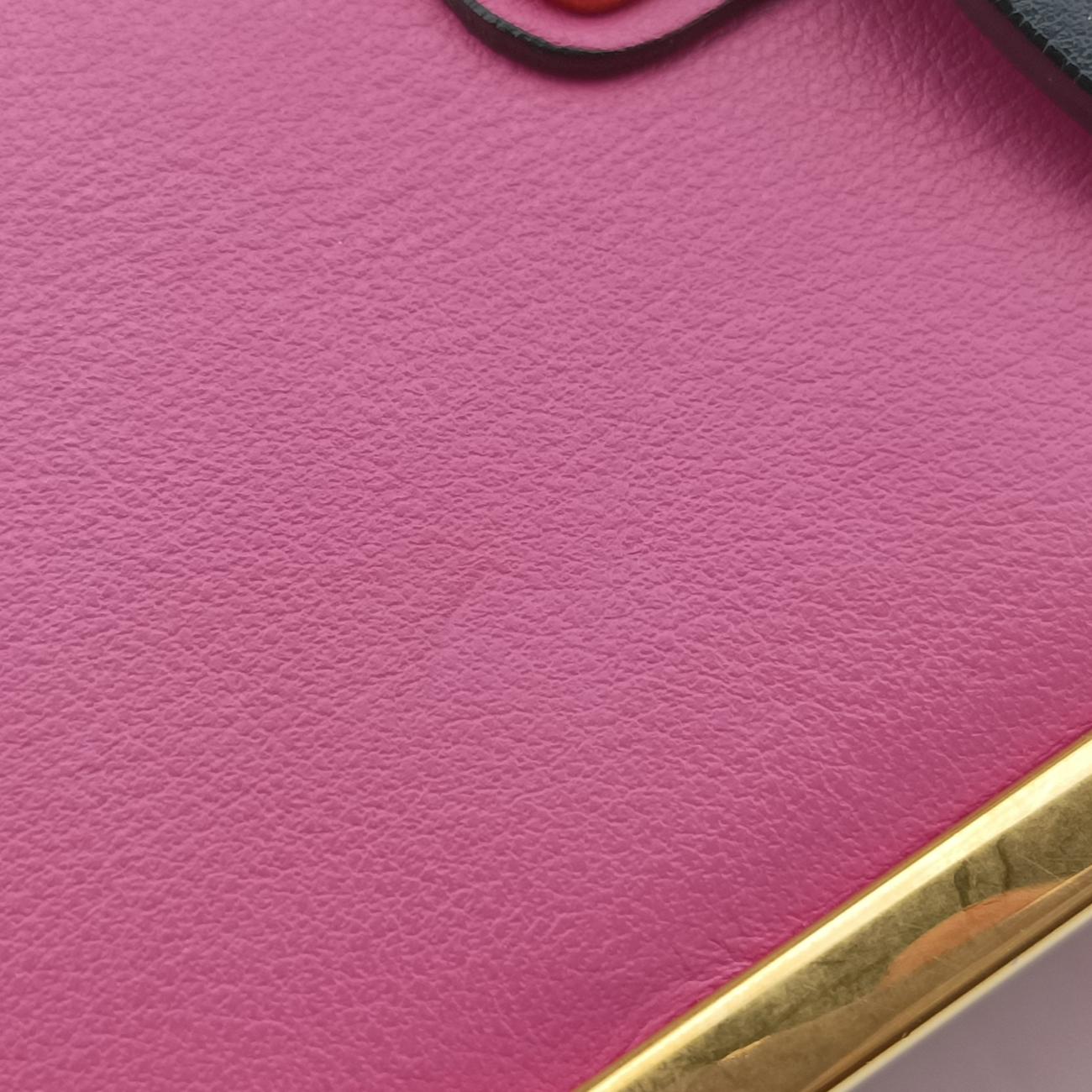 Pre-owned Prada Cahier Pink×Black Leather 1BD045 shoulderbag | stylenewstar