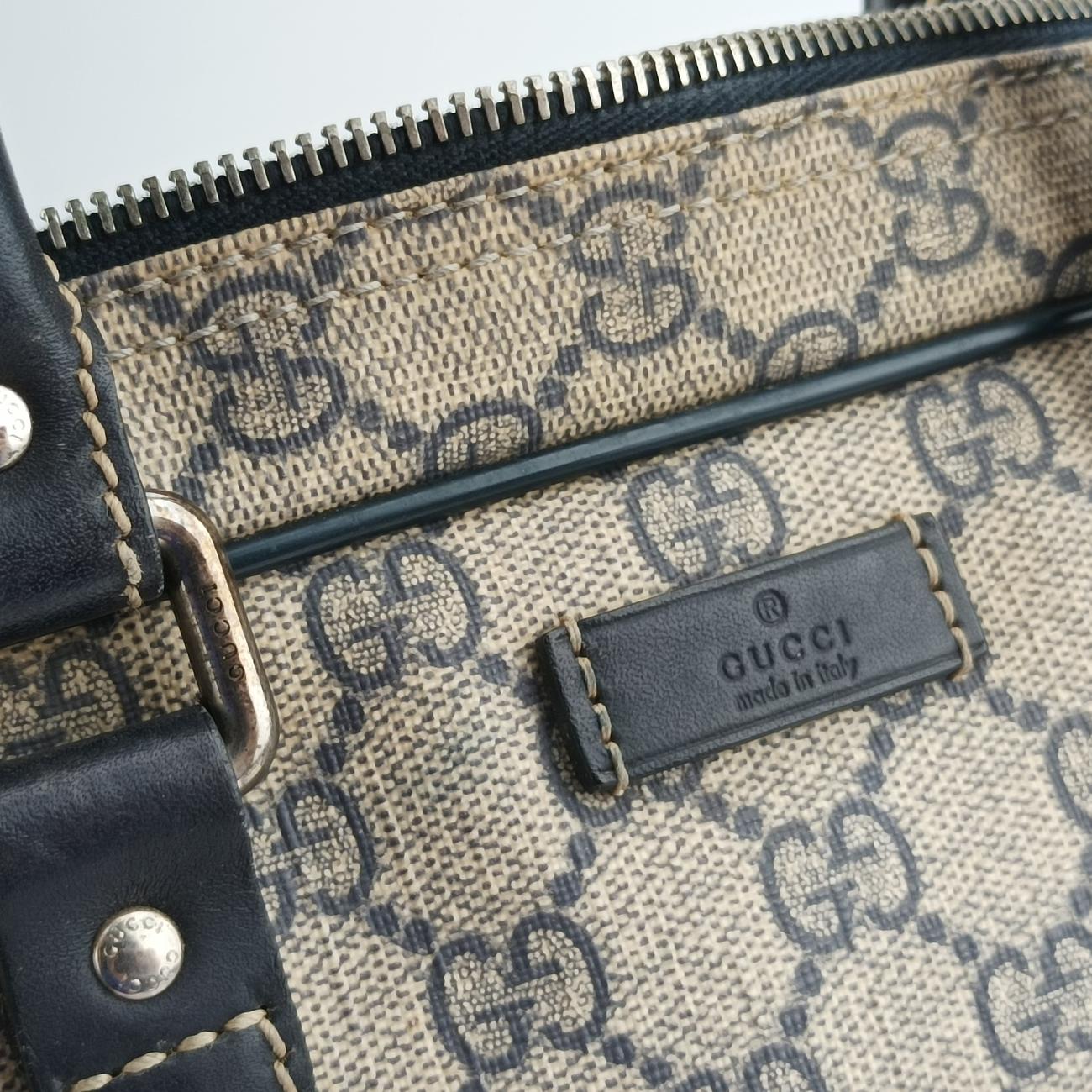 Pre-owned Gucci Diamante Beige×Black PVC coated canvas 208463 handbag | stylenewstar