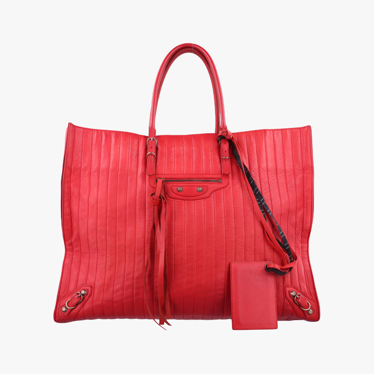Pre-owned Balenciaga Quilted Papier A4 Tote Red Leather  shoulderbag | stylenewstar