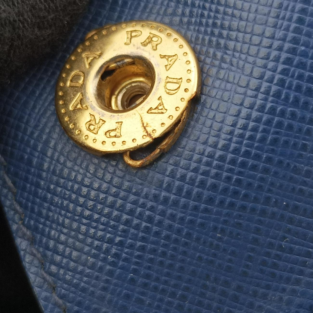 Pre-owned Prada Galleria Blue×Navy SAFFIANO Leather B2274C shoulderbag | stylenewstar