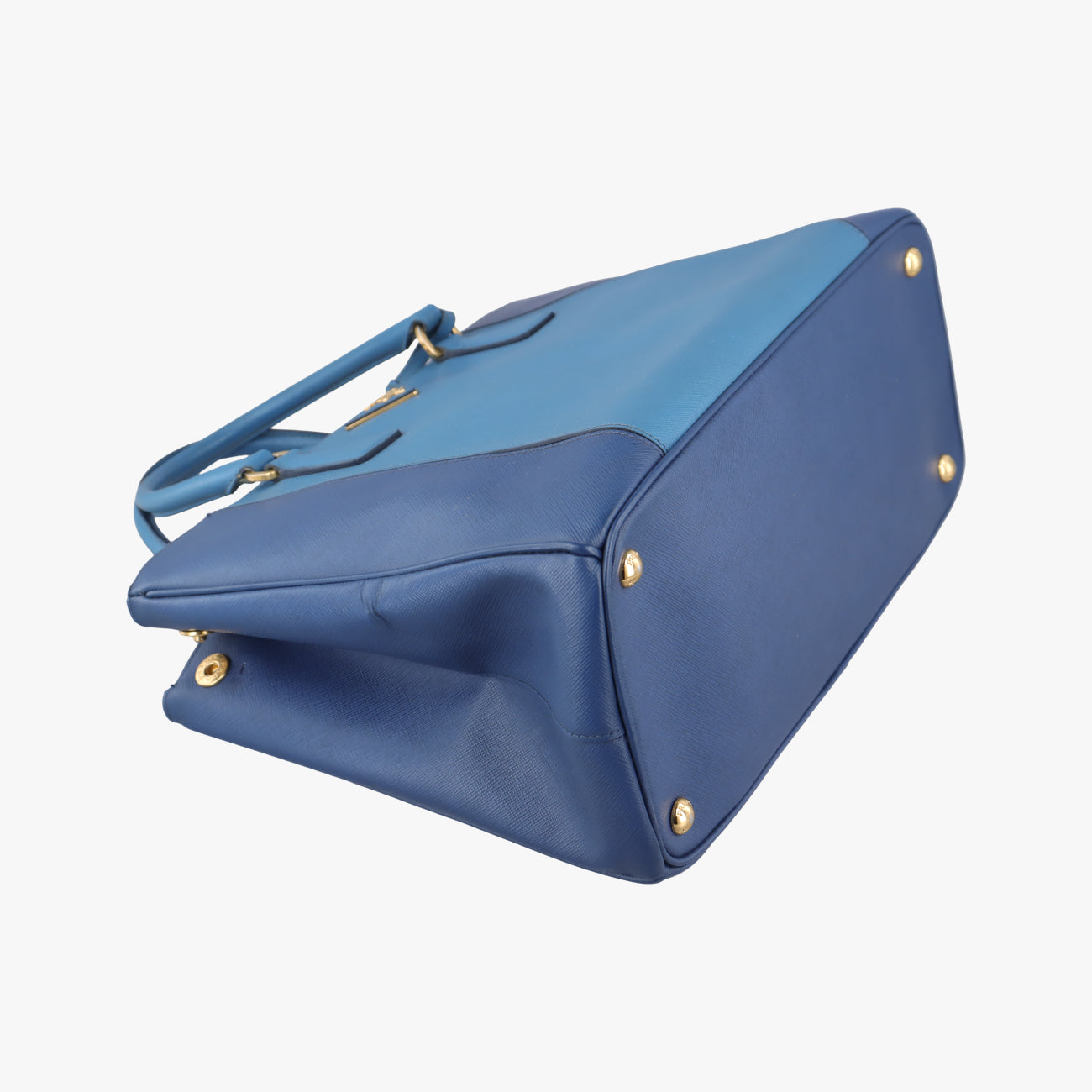 Pre-owned Prada Galleria Blue×Navy SAFFIANO Leather B2274C shoulderbag | stylenewstar