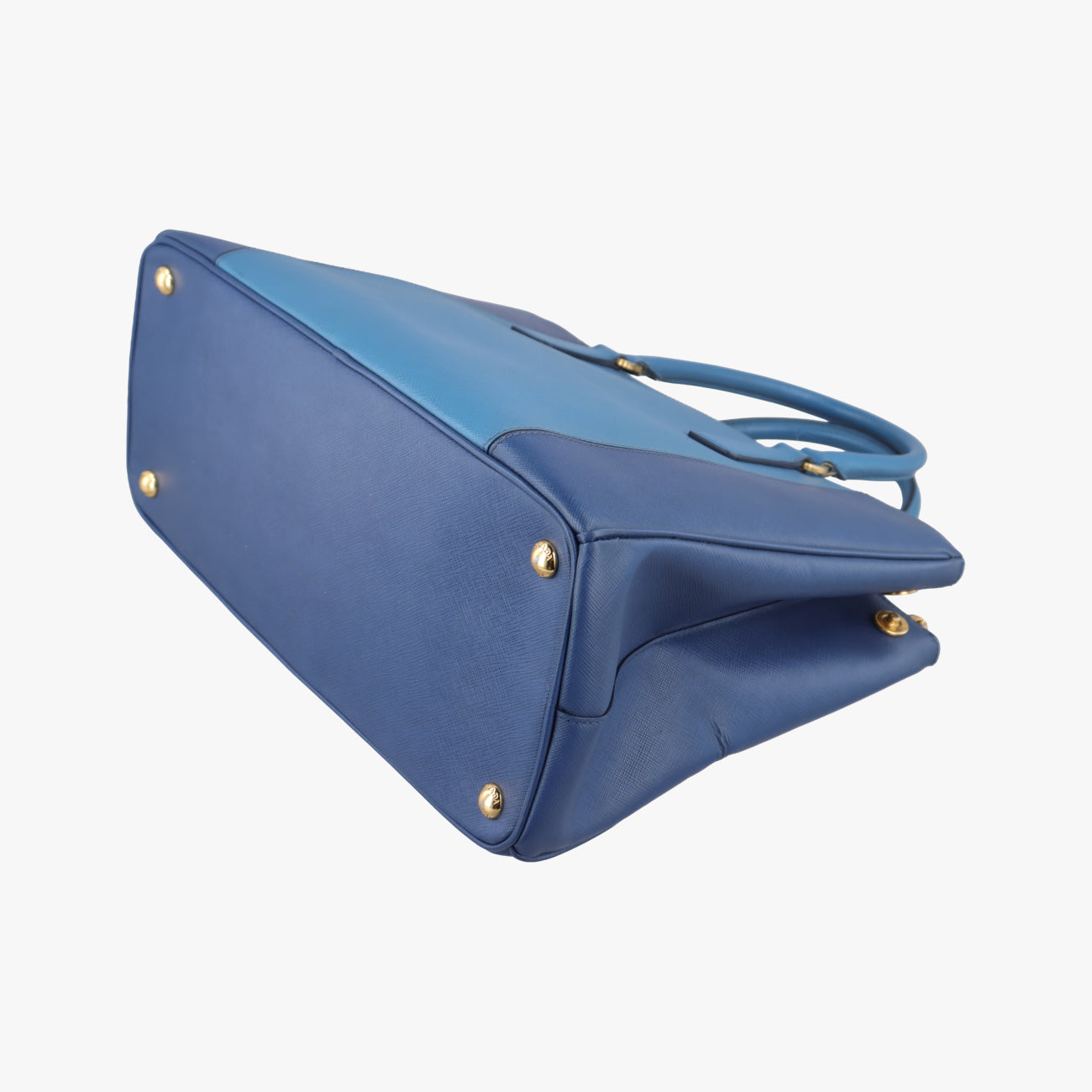 Pre-owned Prada Galleria Blue×Navy SAFFIANO Leather B2274C shoulderbag | stylenewstar