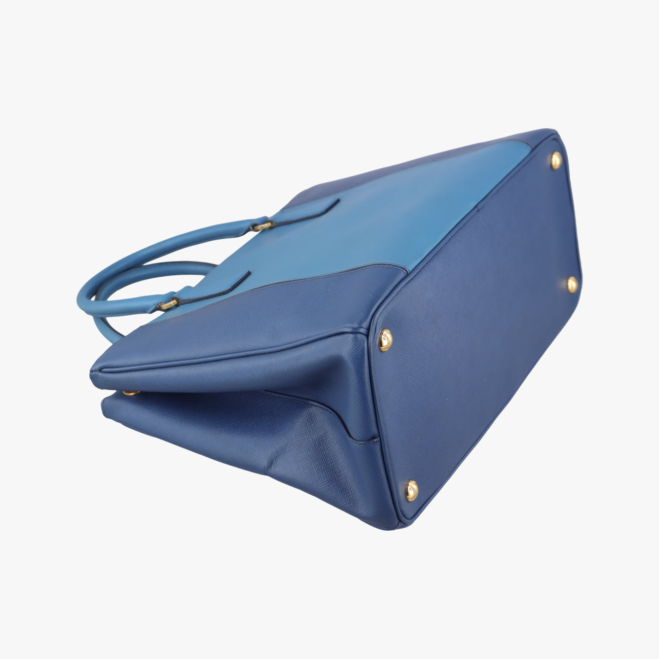 Pre-owned Prada Galleria Blue×Navy SAFFIANO Leather B2274C shoulderbag | stylenewstar