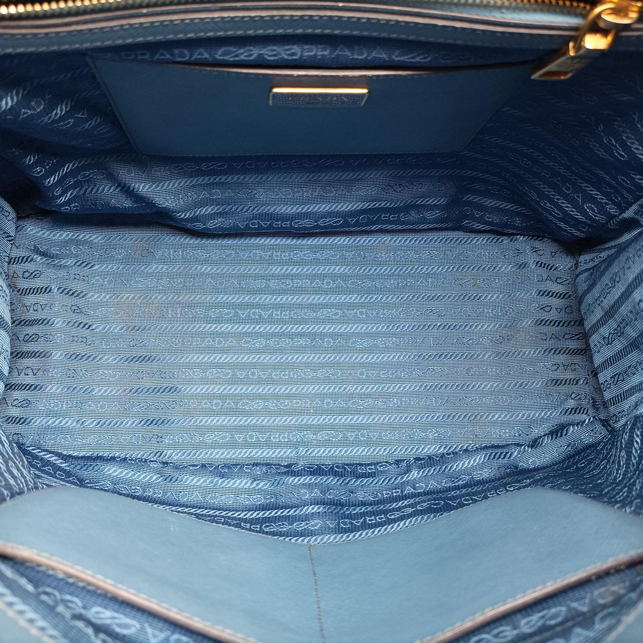 Pre-owned Prada Galleria Blue×Navy SAFFIANO Leather B2274C shoulderbag | stylenewstar