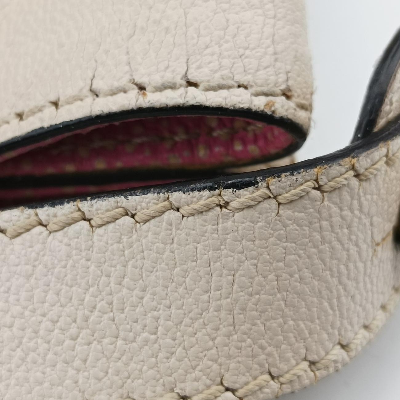 Pre-owned Fendi PEEKABOO Large Beige Leather 8BN210 shoulderbag | stylenewstar